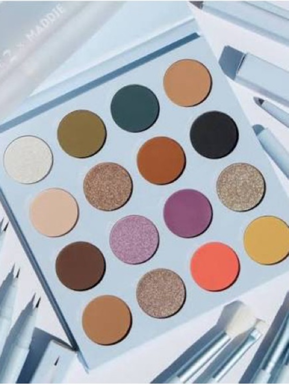 Morphe 16-Color Eyeshadow Palette — White, Olive, Teal, Tan, Black & More